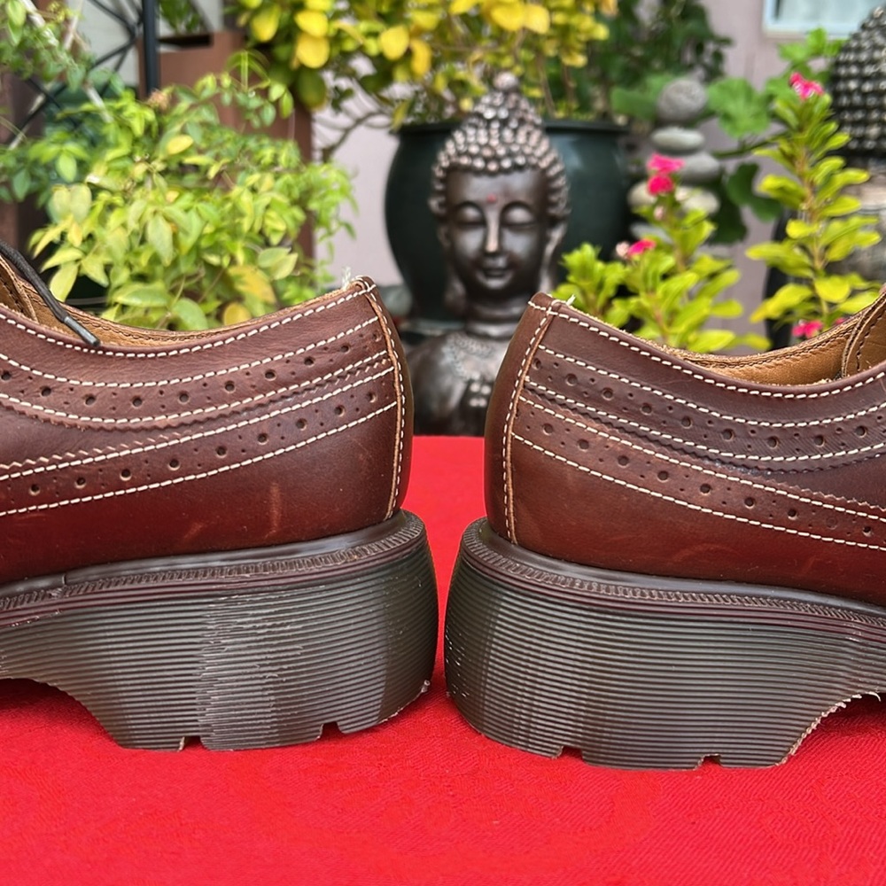 🏴 Vintage Dr. Martens MIE Platform Babydoll Brogue Brown Wingtips UK 7 - Picture 17 of 17
